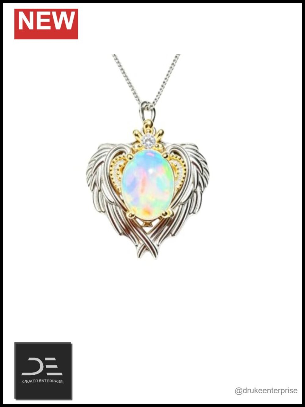 Natural Opal Necklace S925 Sterling Silver Pendant Fine Jewelry